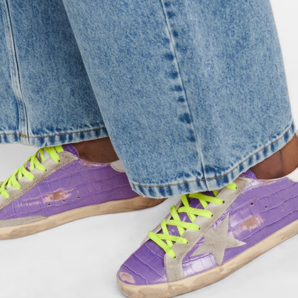 Golden Goose purple croc 🐊 sneakers yellow laces IT39